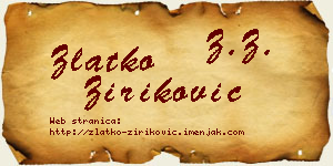 Zlatko Ziriković vizit kartica